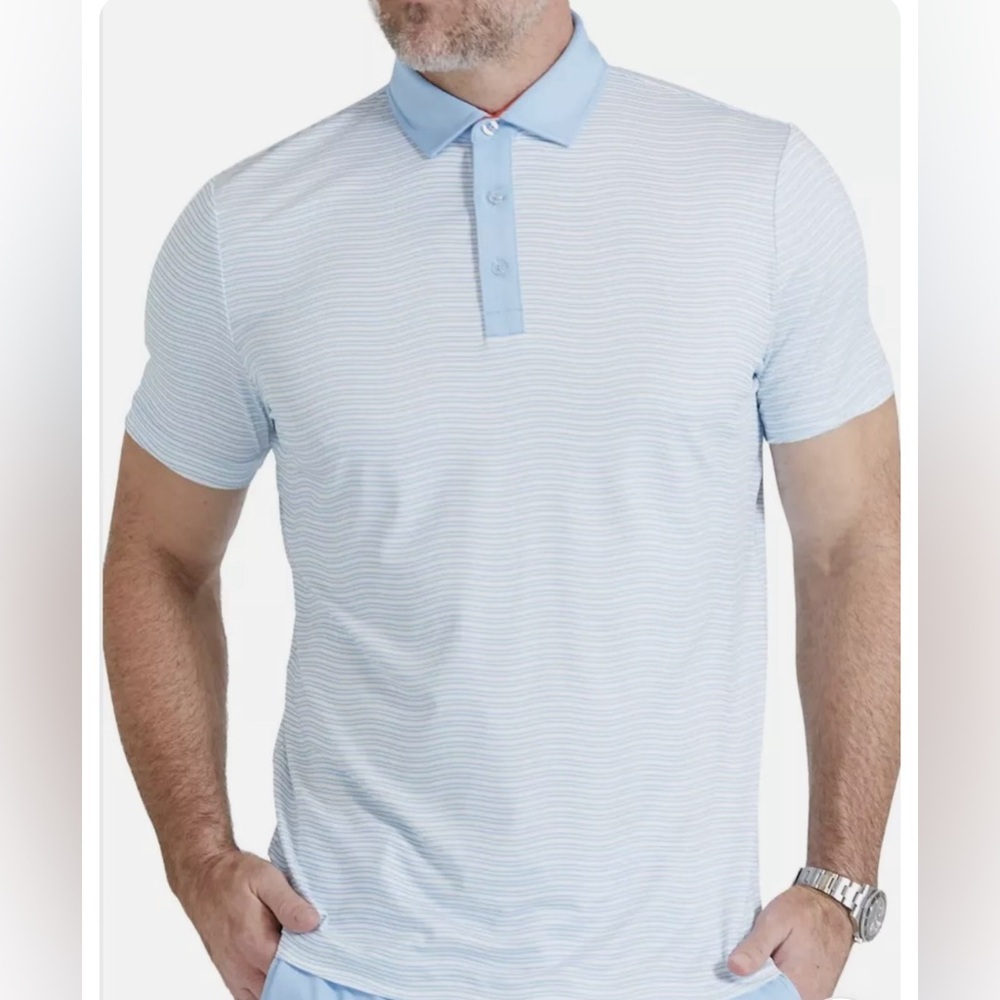Sky Blue Striped Polo by [Brand]